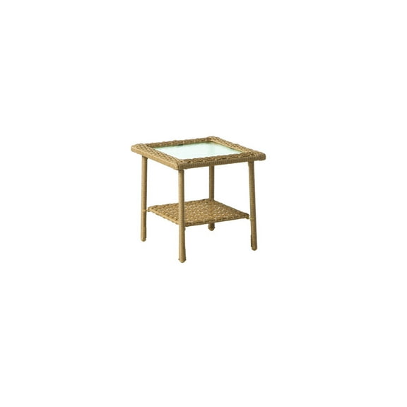 Living Accents 8048119 Palmaro Square Glass End Side Table, Tan