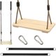 thumbnail image 1 of BR Columpio de madera con cuerda de cáñamo ajustable, perfecto para niños y adultos, diversión y relajación al aire libre, 1 of 4