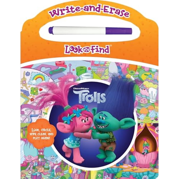 Pre-Owned DreamWorks Trolls - Write-and-Erase Look and Find - Wipe Clean Learning Board - PI Kids