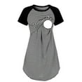 thumbnail image 6 of DYMADE Maternity Short Sleeve Stripe Nursing Nightgown for Breastfeeding Sleepwear, 6 of 7