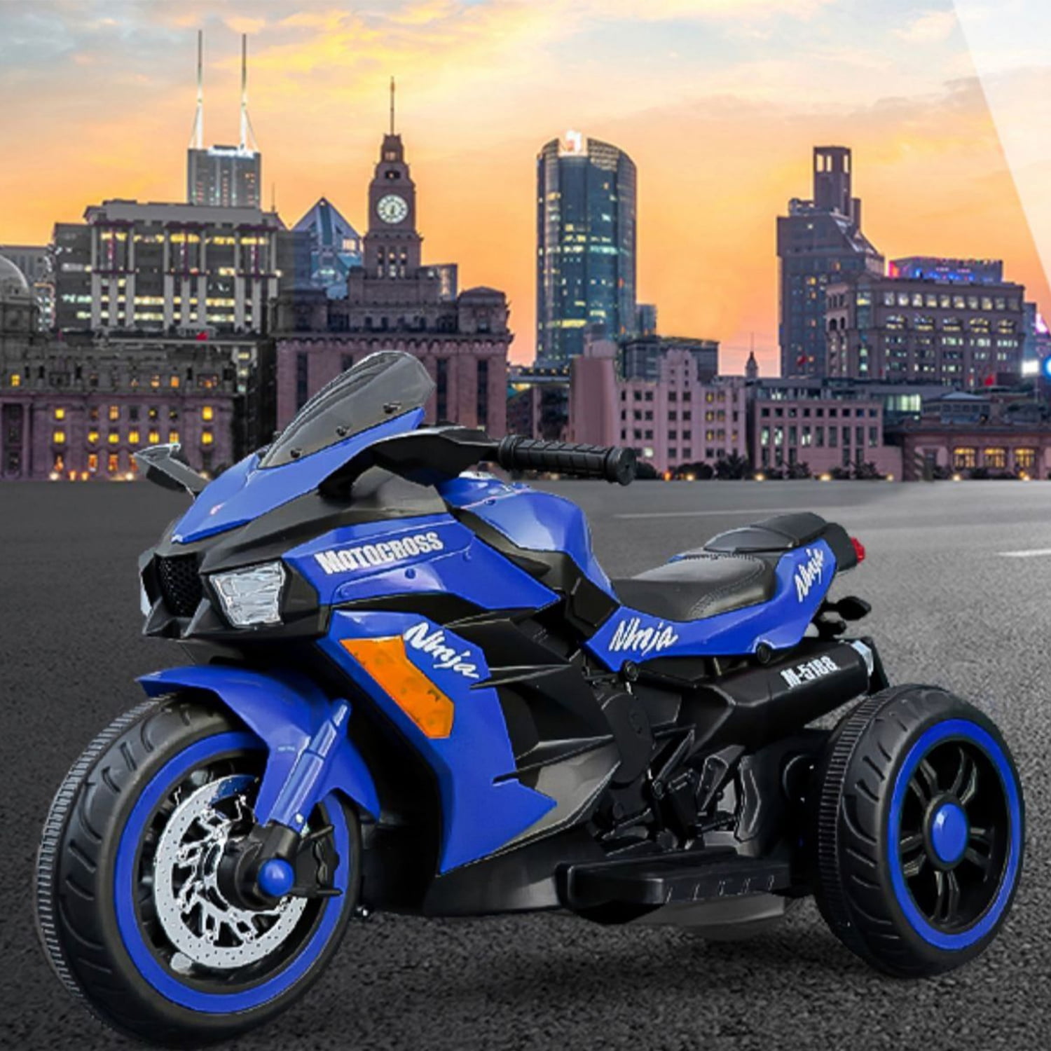 CIPACHO Kids Ride on Motorcycle, 12V Battery Powered 3 Wheels Motorcycle Toy with Upgrade the Luminous Wheel for Children Boys & Girls, Blue