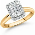 thumbnail image 2 of beryl_creation Women's 925 Sterling Silver 2.26 Ctw Emerald Cut White Diamond Wedding Engagement Anniversary Halo Ring 14K Yellow Gold Plated -7.5, 2 of 3
