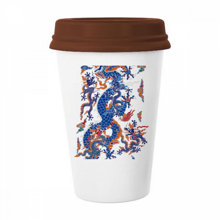 

China Chinese Dragon Cloud Pattern Mug Coffee Drinking Glass Pottery Cerac Cup Lid