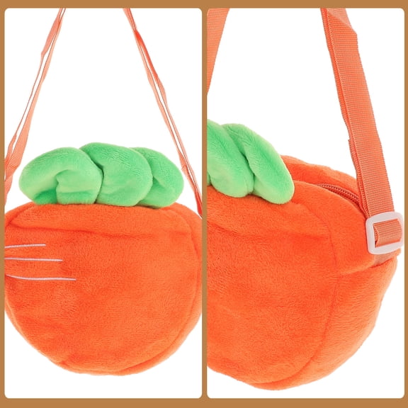 HOOWIFFY 1Pc Carrot Plush Bag Storage Shoulder Bag Chic Velour Women Outdoor Use
