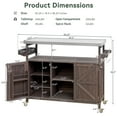 thumbnail image 6 of Bellemave Outdoor Serving Cart Kitchen Island Solid Wood Mobile Rolling Bar Cart with Lockable Wheels, Rack and Stainless Steel Top Beverage Storage Counter Table with Cabinet for Patio, Dark Brown, 6 of 12