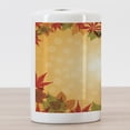 thumbnail image 3 of Harvest Ceramic Toothbrush Holder, Striped Dotted Background and Vibrant Maple Aspen Oak Leaves Seasonal Nature, Decorative Versatile Countertop for Bathroom, 4.5" X 2.7", Red Green Orange, 3 of 4