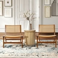 thumbnail image 2 of LuxenHome Set of 2 Brown Rubberwood with PE Rattan Armless Accent Chair, 2 of 6