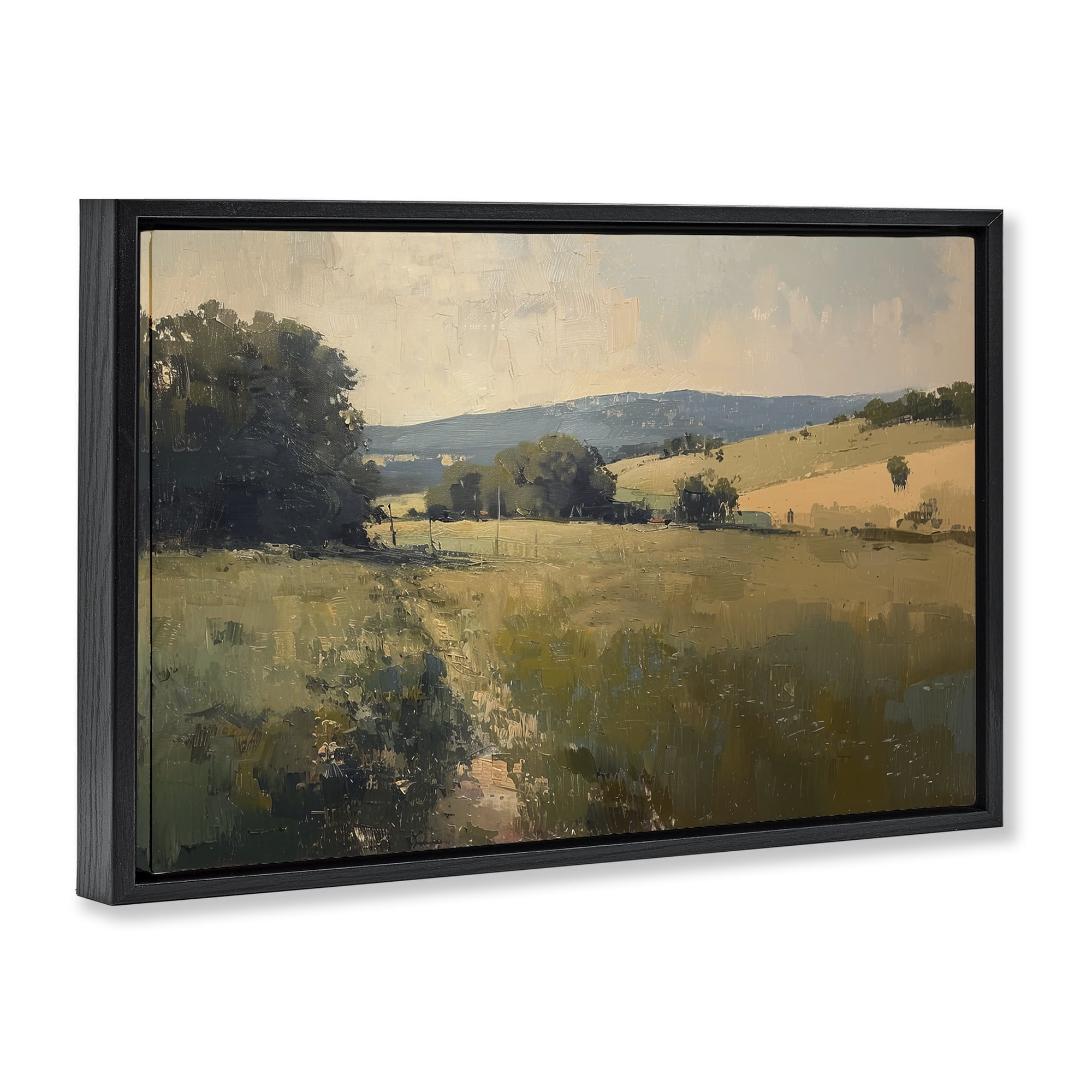 Stupell Industries Vast Country Landscape Landscape & Nature Painting Black Floater Framed Canvas Art Print Wall Art, 31 x 21