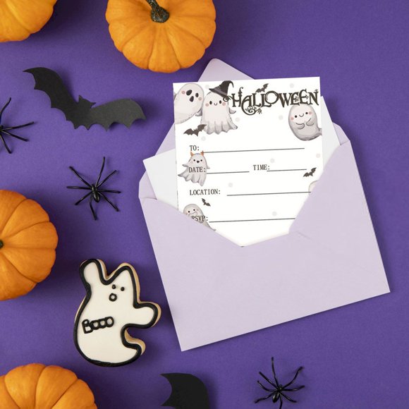 Harpily Décor de Fête Événement Cartes d'Invitation Halloween Invitations de Fête Halloween pour Enfants Adultes 10 Pcs Cartes d'Invitation pour Fêtes à Thème Effrayant Halloween