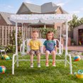 thumbnail image 2 of ELLEGNT Adjustable Canopy Kids Swing – 2-Seater Outdoor Porch Lounge Chair for Patio, White, 2 of 9