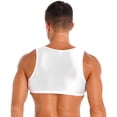 thumbnail image 4 of Doomiva Men Bodybuilding Tank Top Gym Workout Muscle Half Crop Top Vest Fitness Shirt Sports Blouse White M, 4 of 7