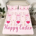 thumbnail image 1 of Erosebridal Cartoon Rabbit Fitted Sheet Twin, Happy Easter Print Bedding Set Twin Size, Festival Decor, 2pcs (No Top Sheet), 1 of 6