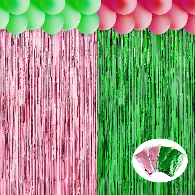Cortinas con flecos de aluminio, telón de fondo, serpentinas de 1 x 2 m, paquete de 4