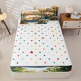 thumbnail image 4 of Manfei Anime Sleeping Kitten Zipper Twin Comforter Sets with Fitted Sheet and 2 Pillowcases, Garden Floral Hammock Zipper Bedding Set, Cream Green, Polkadot Reversible, 4pcs, 4 of 7