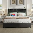thumbnail image 2 of Full Platform Bed Frame with 4 Storage Drawers, Full Bed Frame with Bookcase Headboard & Built-in Charging Station, Noise-Free, No Box Spring Needed, Black, 2 of 7