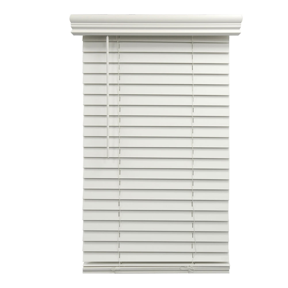 Kepooman 18" W X 48" H Indoor Faux Wood Venetian Horizontal Blinds, Shade for Living Room Bedroom Study Room, White