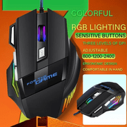 Computer mouse, 6 buttons, wired PC USB gaming mouse, LED RGB, 3200 dpi, black