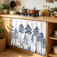 thumbnail image 6 of Navy Blue Botanical Cabinet Curtain 35"Wx35"L, Dustproof Under Sink Skirt with Self Adhesive Tape, Watercolor Tree Cabinet Curtain Cover for Kitchen Sink, Bathroom Vanity, Laundry Room, 6 of 9