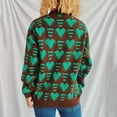 thumbnail image 6 of Women's Crew Neck Long Sleeve Sweaters Cute Heart Printed Knitted Top Casual Oversized Pullover Sweatshirt (Green M), 6 of 6