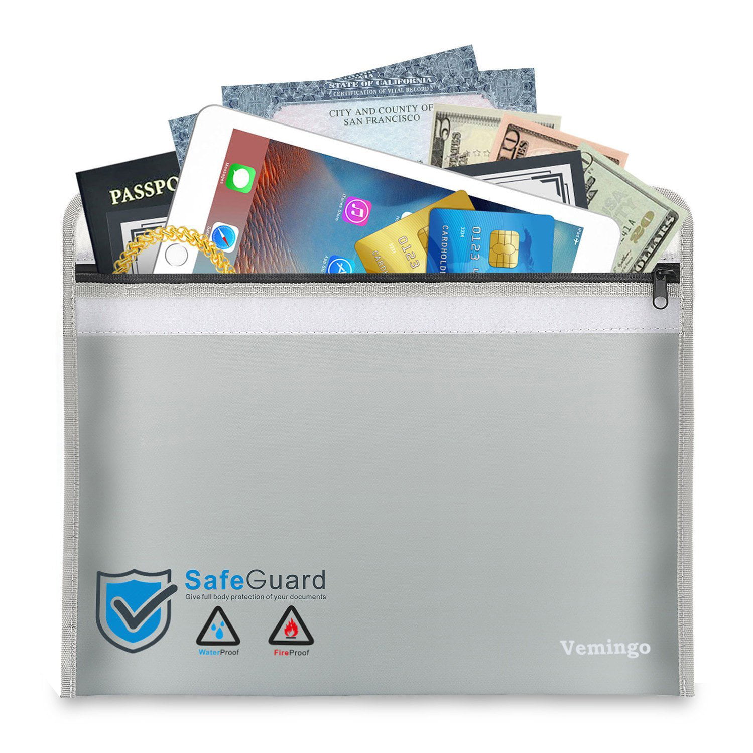 Fireproof Safe Storage Document Bag Cash Valuables Protective Holder Pouch V9E9 