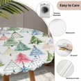 thumbnail image 5 of Round Fitted Tablecloth with Elastic Edge, Christmas Waterproof Table Cloth Table Cover for 45"-54" Tables, Cartoon Xmas Tree Winter Abstract Tablecloths for Dining Picnic Party Outdoor, 5 of 9