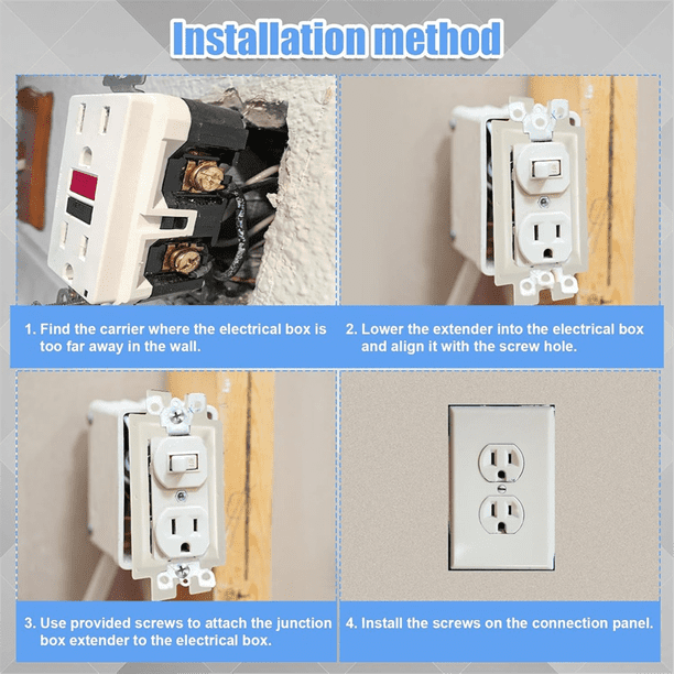 Tehttz 6-Pack Electrical Outlet Box Extender Kit – 1 Gang, Plastic, With 12 Screws, Flame Retardant For Switches & GFCI