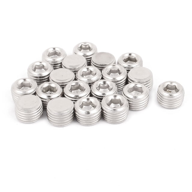 Unique Bargains 1/4 BSP Male Thread 9mm Height Hex Socket Head Pipe Connector Fitting 20pcs