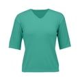 thumbnail image 3 of Soft Wool Blend V-Neck Sweater for Women 2025 Spring Fashion Short Sleeve Top Thin Knit Business Casual Pullover Green XXL, 3 of 7