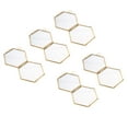 thumbnail image 1 of 5 Pieces Antique Hexagon Brass And Glass, Metal Floating Desk Photo Frame, 1 of 8