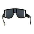thumbnail image 4 of Multi Panel Shield Drop Temple Plastic Curved Top Racer Sunglasses All Black, 4 of 4