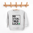 thumbnail image 2 of Bump and Beyond Designs Boys St. Patrick's Day Shirt, Mr. Steal Your Luck Sweatshirt (Heather Grey 7), 2 of 4