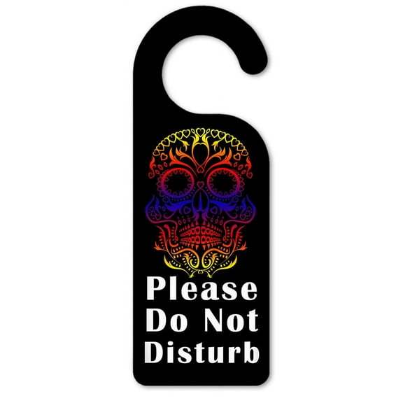 Do Not Disturb Door Knob Hanger Sign - Colorful Sugar Skull