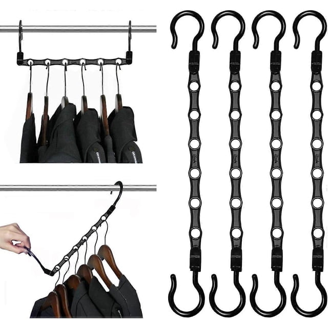Magic Hangers, 6 Space Saving Hook, Multifunctional Vertical & Horizontal Hanger, 360 Swivel Wardrobe Organizer Save 3 Times More Space Storage Hanger