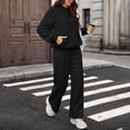 thumbnail image 5 of sdhkgrrt Women's 2 Piece Matching Lounge Set Long Sleeve Hoodie with Kangaroo Pocket Drawstring Jogger Pants Solid Casual Loose Tracksuit Soft Homewear Fall Winter Outfits, Black M, 5 of 8