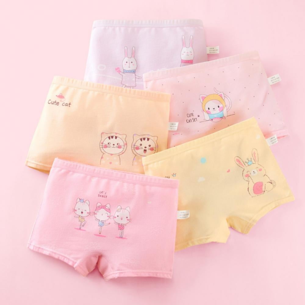 4 Pcs Baby Girls Panties Cute Cat Cartoon Briefs Stretch Breathable Panties  For Girl Kids High Quality Cotton Soft Underwear 