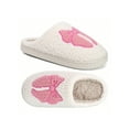 thumbnail image 4 of Fuzzy Bow Winter Warm Cozy Plush Slippers for Women Indoor Outdoor House Shoes, 4 of 8