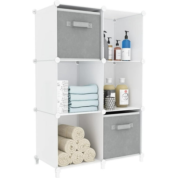 Stackable Closet Organizers and Storage 6 Cube Storage Organizer Closet Organizer for Bathroom Closet Storage for Wardrobe