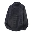 thumbnail image 4 of qelini Fleece Lined Sweaters for Men Big and Tall Long Sleeve Turtleneck Sweater Solid Shirt for Outdoor, 4 of 9