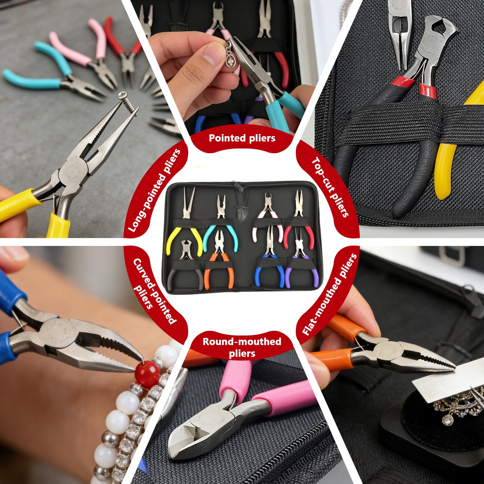Arcticwind 8PCS 4.5-inch Pliers Set, Pointed Nose Pliers, Mini Pliers, Manual Pliers, Jewelry Pliers accessories tools,Rust-Resistant Ergonomic Grip,For Home DIY Car Outdoor Emergency Kit,Colorful