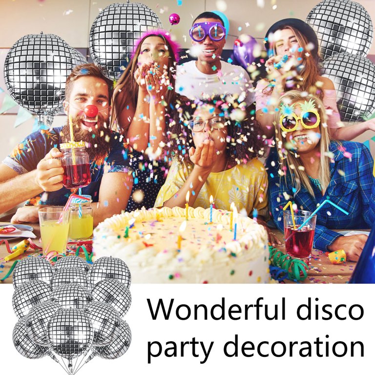 Untyo 24 Pcs Disco Ball Balloons Huge Gold Explosion Star Aluminum Foil  Balloons for Birthday,Theme Disco Party Decorations Supplies