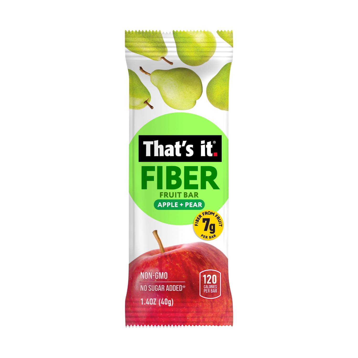 (6 pack) That's it. 100% Natural Gluten Free Apple and Pear Soft & Chewy Fruit Bars, 7g Fiber, 5 Count Box