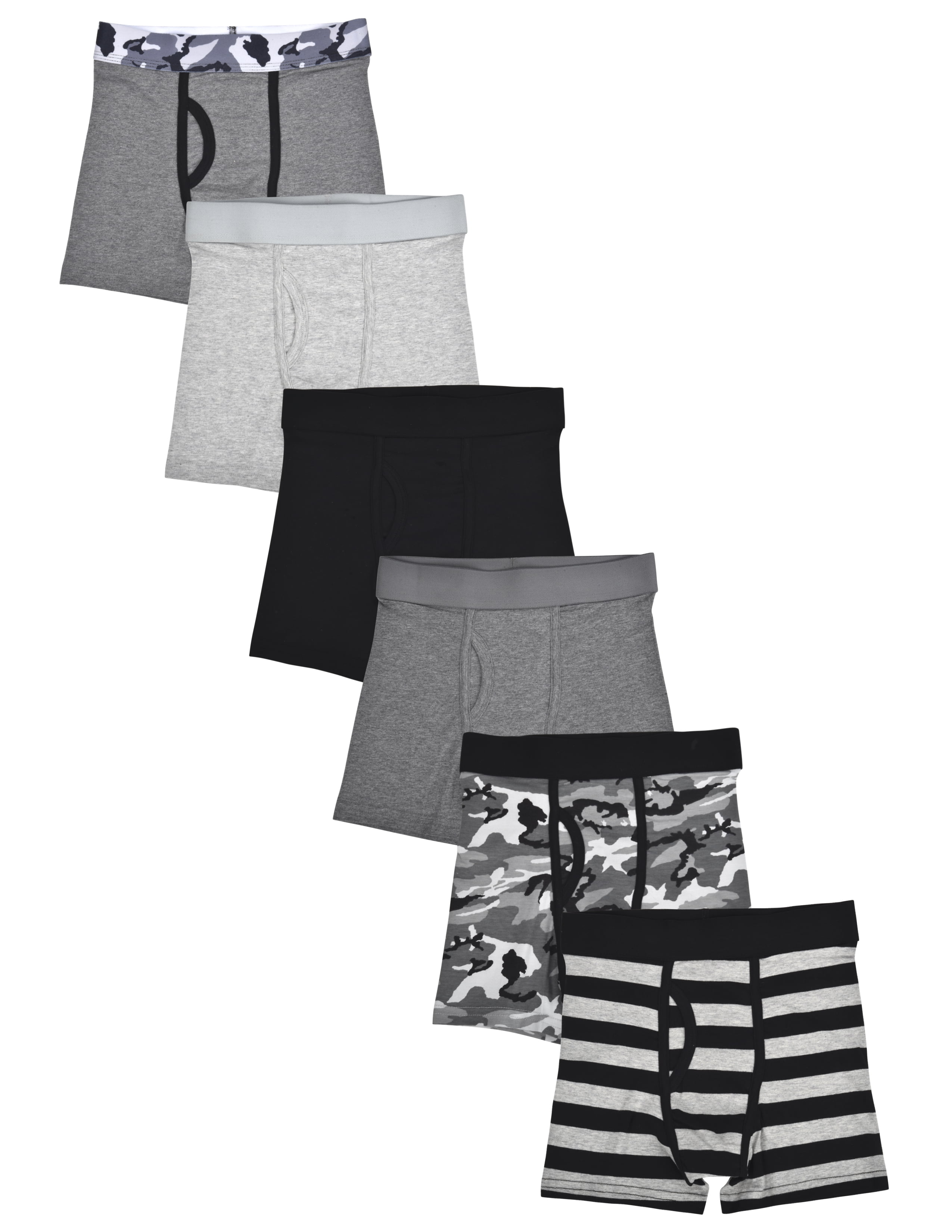 Wonder Nation Boys Underwear, 6 Pack Fashion Camo Boxer Brief (Little ...
