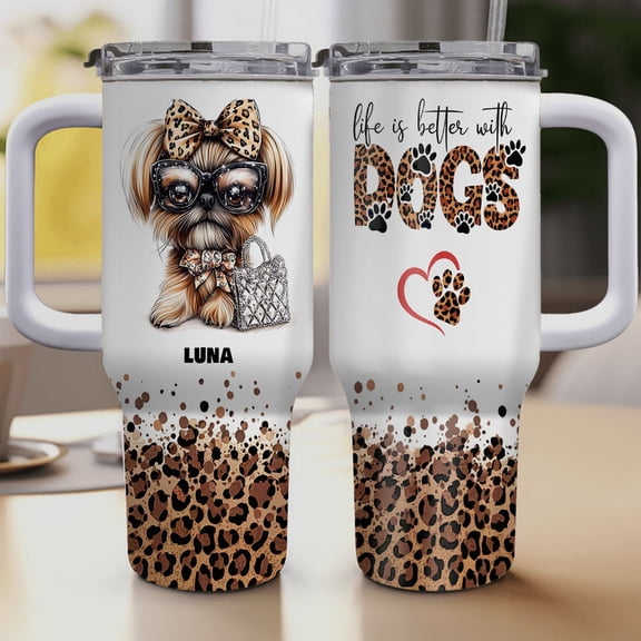 Personalized Dog Tumbler with Brussels Griffon Dog’s Name – Custom Travel Coffee Cup 40oz, Travel Coffee Cup, Gift for Mother's day, Father's day, Christmas zaRmFK