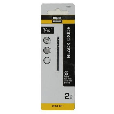 

Master Mechanic Black Oxide Drill Bits 1/16 x 1-7/8-In. 2-Pk. 1 Pack
