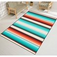 thumbnail image 3 of Turquoise Orange Large Area Rugs, Mexican Stripes Runner Rugs, Non-Slip Floor Throw Mat, Rectangle Carpet for Living Room, Bedroom, Hallway Front Entrance, Kitchen, Dining, 5' x 7', 3 of 7
