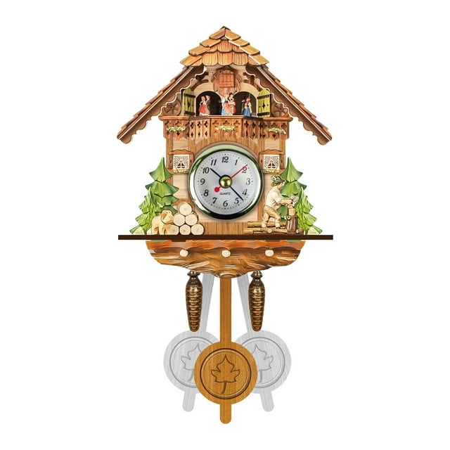 fheaev Cuckoo Cuckoo Wall Clock Chime Alarm Clock Retro Clock Wooden Living Room Clock