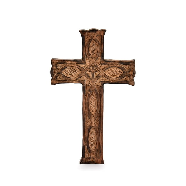 Cruz de pared NIRMAN hecha a mano de madera para decoración de la habitación del hogar