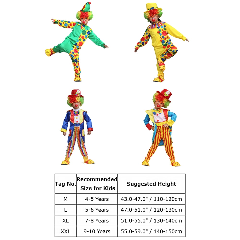 IBTOM CASTLE Kids Boys Clown Costume Funny Circus Fancy Dress up Polka Dot Outfit for Halloween Cosplay Christmas Carnival 5-6 Years Green