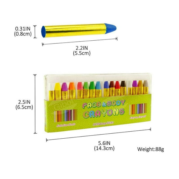Peinture Visage Kit Crayons, 16 Couleurs Non Toxique Maquillage Visage  Peinture Bâtons Corps Tatouage Crayons Kit pour Enfants, Enfants,  Tout-Petits, Fête, Cosplay 