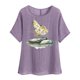 thumbnail image 5 of Vestidos Casuales Para Mujer, Blusas De Mujer De Moda Camisetas estampadas de moda para mujer, blusas casuales de lino holgadas de manga corta con cuello redondo y raglán, 5 of 7